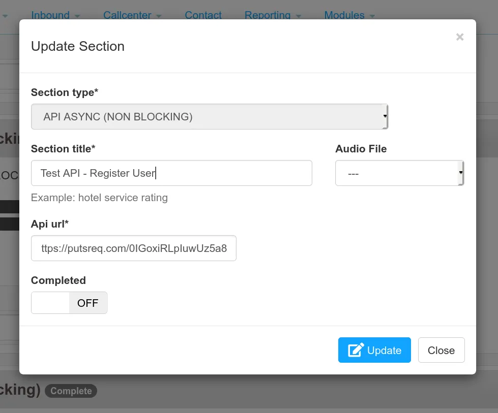 IVR node for asynchronous, non-blocking HTTP API calls