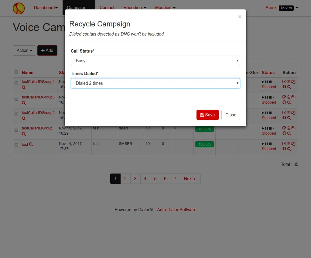 Campaign recycling by call disposition